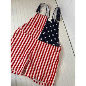 NWT American Flag Romper Red Blue Striped Star Patriotic USA Overall Plus Sz 5XL